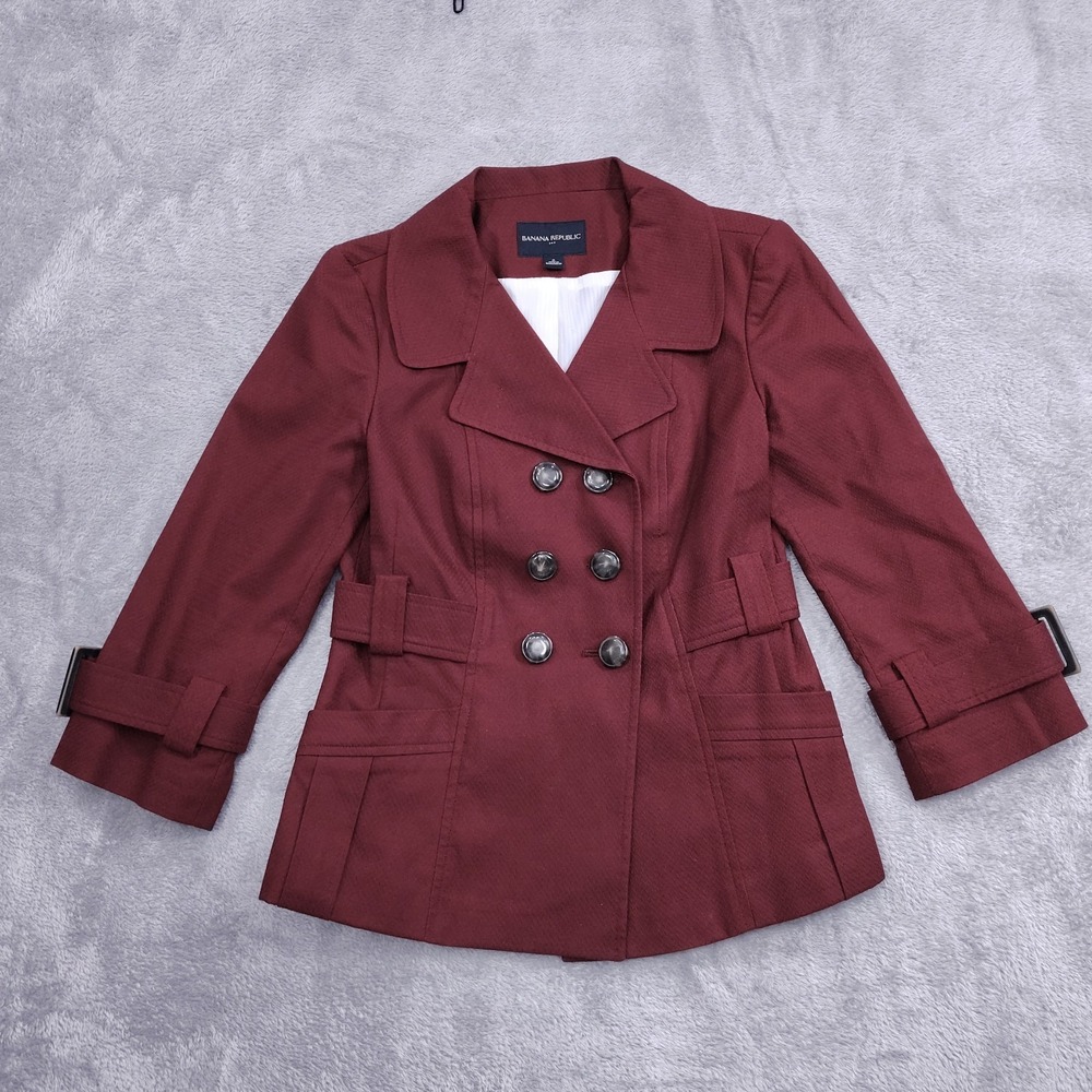 Banana Republic Burgundy Double Breasted Academia School Twee Blazer Shacket 0